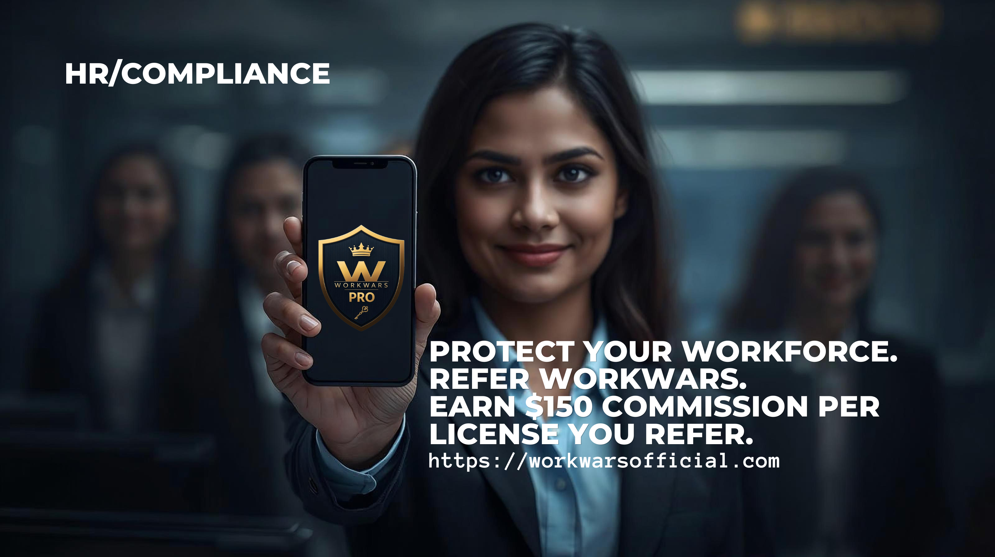 WORKWARS PRO HR affiliate program — earn $150 commission per corporate compliance license referred. Help HR teams prevent workplace harassment litigation with proactive documentation tools.
