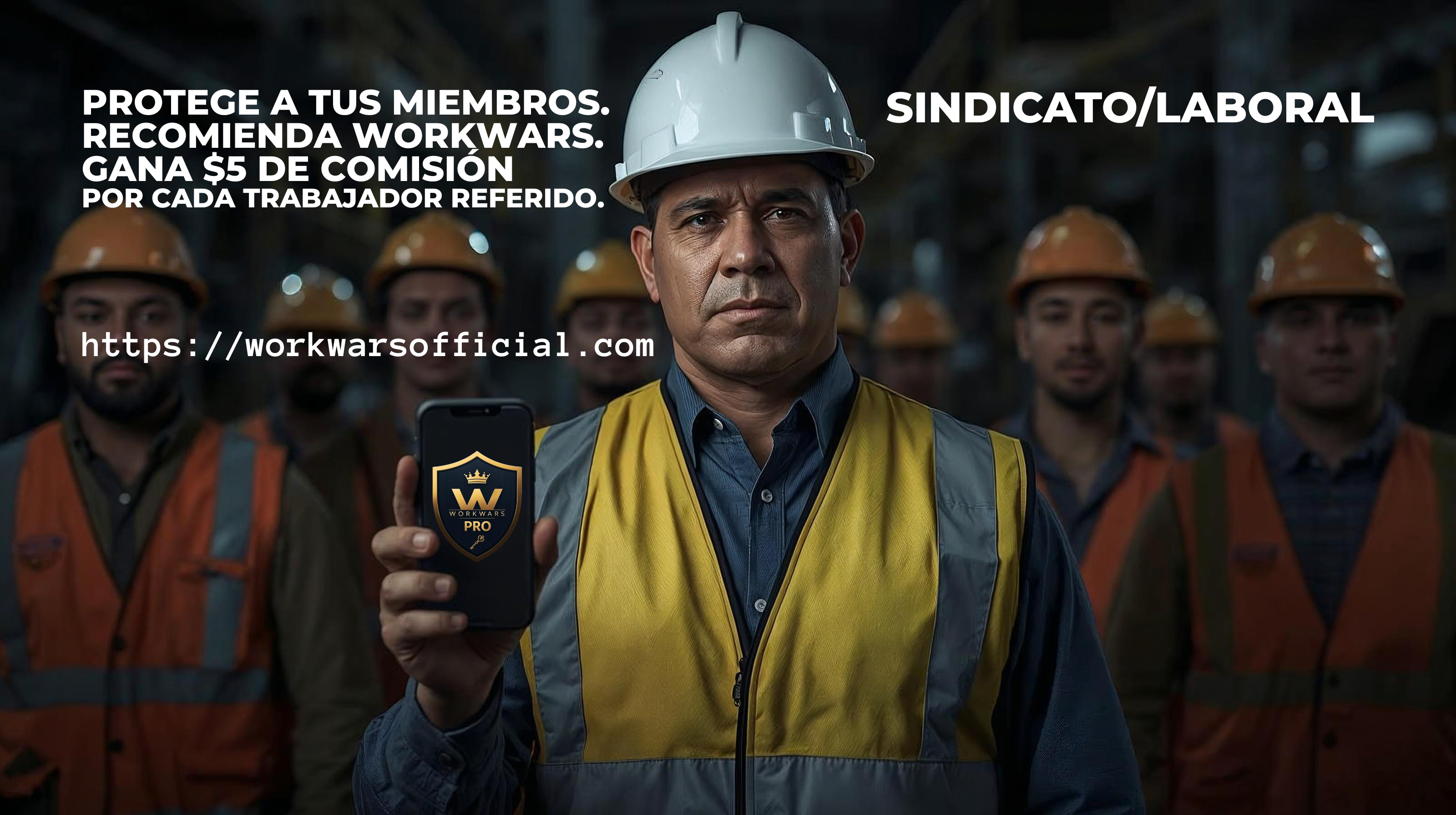 Programa de afiliados sindical WORKWARS PRO — gana $5 de comisión por cada trabajador referido. Protege a los miembros del sindicato contra el acoso laboral.